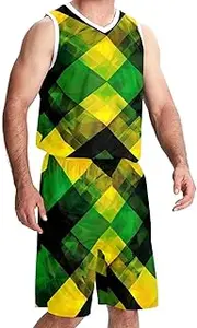 [KQNZT] Basketball Jersey, Jerseys for Men, Men's Basketball Jersey, Jamaican Flag Abstract Art