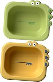 2pcs Portable Newborn Wash Basin Cartoon Design Bath Tub Lightweight Easy to Clean for Indoor Outdoor Use Practical Washing Tool for Boy Girl Green Yellow