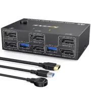 KVM Switch Dual Monitor DisplayPort, 4 USB3.0 for 2 Computers, 2 in 2 Out8464