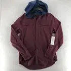 Treasure & Bond Hooded Flannel Shirt Boys' XL (14/16) Red Ochre-Navy Button-Up