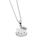 Hello Kitty Necklace Silver 925 With Slver Chain 21cm Kids Gift Hypoallergenic