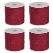 4 Rolls Nylon String Cord 45 Yards 0.8mm Nylon Cord Beading, Date Red