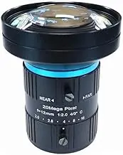 HD Industrial CCTV Lens 200,000 Pixel C-Mount 12mm 4/3" Low Distortion F2.0 for 4K Surveillance Security Cameras