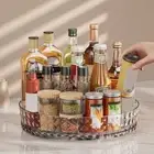 Plastic 360° Rotating Kitchen Spice Rack Cabinet Organizer Vinegar Bottle