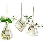 3Pcs Indoor Outdoor Glass Hanging Planters Containers Flower Pots