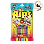 6x Bags Rips Sour Pencils Bite Size Licorice Pieces Candy | 2.8oz | Fat Free!