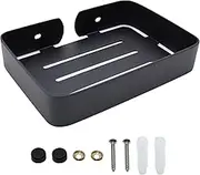 Shonmogar Stainless Steel Black Soap Dish Holder Wall Mounted Rectangular Soap Dish for Bar Soap, Shower, Bathroom, Kitchen Sink, Tub