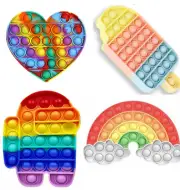 Pop It Fidget Toy Sensory Stress Relief Push Pop Rainbow Bubble Game Value Pack