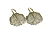 2x Sachi Long Handle Cotton String Mesh Reusable Ecofriendly Grocery Bag Avocado