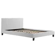 Queen PU Leather Bed Frame White