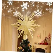Christmas Star Tree Topper Lighted with Led Snowflake Projection, Gold