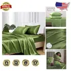 Elegant Sage Satin Bed Sheets Set - 600 Thread Count California King Size