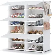 [HOMIDEC] 6-Tier Plastic Shoe Storage Cabinet, Industrial Style, 24 Pair Capacity, Freestanding Shoe Rack for Closet Hallway Bedroom Entryway