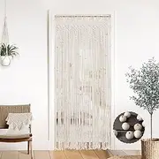 Beaded Curtain for Doorways,Hanging Door Bead Curtain for Doorway,Closet Curtain for Open Closet,Boho Hippie Room Decor,Ceiling Macrame Wall Hanging Room Divider,80 Inches Long,Natural
