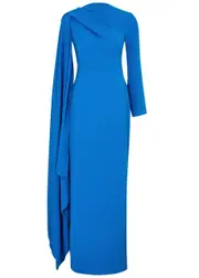 Solace London Lydia Cape-effect Maxi Dress - Blue - 12 (UK12 / M) 12 (UK12 / M)