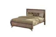 4 Pieces Bedroom Suite Queen Size Silver Brush in Acacia Wood Construction Bed, Bedside Table & Dresser
