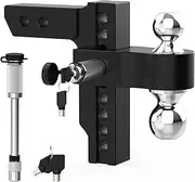 RIDWIND Adjustable Trailer Hitch, 8-Inch Drop/Rise Hitch Ball Mount Fits 2-Inch Receiver, Aluminum Tow Hitches (2" & 2-5/16"), Heavy Duty Truck Hitch 12500 LBS GTW & Anti-Theft Locking Hitch Pins