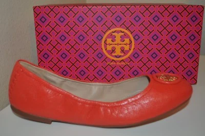 NIB $250+ Tory Burch ALLIE Ballet Flat Shoe Samba Orange 10 US REVA Logo