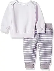 [Hanes] Ultimate Baby Unisex-Baby BFFSN2 Flexy Adjustable Fit Jogger with Sweatshirt Set Layette Set - Multi