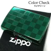 Zippo Oil Lighter Color Check Lame Green Brass Clear Coating Regular Case Japan