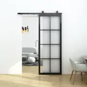Steel Frame Reeded Glass Barn Door Package SG01R