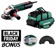 Metabo WEV15125QLEKIT - Angle Grinder 125mm 1550W Quick Nut Safety Clutch Soft Start Constant Torque Variable Speed + BONUS Discs & Guard