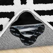 12 Pieces Rug Grippers, Anti-Slip and Reusable Rug Grippers for Wooden and Hard Floors, Suitable Carpet Grippers for Marble, Wooden Floors & More, for all Types and Sizes of Rugs
