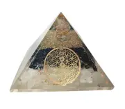 Selenite, Black Tourmaline Orgonite Pyramid - Chakra - B