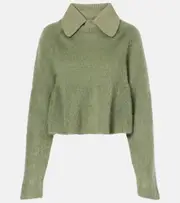 [Loewe] Loewe Peplum mohair-blend polo sweater UK 12 green