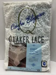 Quaker Lace Jubilee White 70" Round Lace Tablecloth Floral Made in USA
