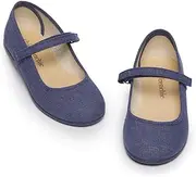 [Children Chic] ChildrenChic Mary Jane Flats with Hook and Loop Straps - Shoes for Girls (Infant/Toddler/Little Kid)