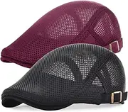 [JANGOUL] Men's Mesh Flat Cap Duckbill Beret Ivy Gatsby Newsboy Driving Cabbie Caps Hunting Hat
