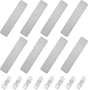 UFURMATE 8Pcs Rectangular Under Cabinet Lights Magnetic Sticky Replacement Magnetic Strips with Adhesive Backing Universal Stainless Iron Sheet for Cabinet Lighting (Brushed Silver)