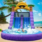 8x3.6x4.2m Commercial Inflatable Double Water Slide Splash Pool w/Climbing Wall