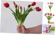 10PCS Red Artificial Tulip Flower Real Touch Tulip Artificial Latex Tulip