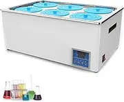 Digital Thermostatic Lab Water Hot Bath Pot,4/6 Hole Electric Heater Scientific Heating Bath,Stainless Steel Liner with Digital Display and Protective Cover Lid,for Lab Use Supplies(6holes)