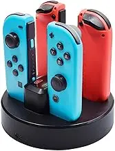 Nintendo Switch Joy-Con Charging Dock Station for 4 Controllers – 4 in 1 Charger with LED Indicators & Anti-Slip Design, Includes USB-C Cable – Compatible with Joy-Cons