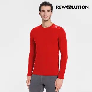 【Rewoolution】 23 男 EXPLORER 190g長袖T恤(火焰紅 L ) 羊毛衣 T恤 登山必備 吸濕排