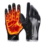 Leather Gloves for Men Winter Warm Touchscreen Thermal Driving Motorcycle Gloves