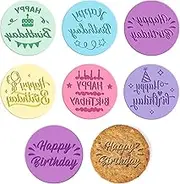 6 Pcs Happy Birthday Fondant Embosser Cookie Stamps - 3D Design Cutters for Party Decorating, Icing Cupcake, Cake (Birthday)