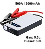 Car Battery Jump Starter 8000mAh Portable Car Battery Booster Charger 12V Starting Device Emergency Booster 800A White