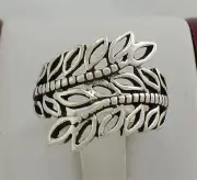 UNIQUE .925 STERLING SILVER FILIGREE VINE OVERLAP RING size 7 style# r1729