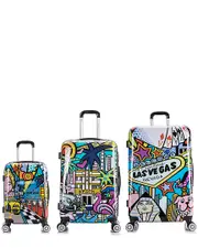 InUSA Cities Prints Lightweight Hardside Spinner 3pc Set