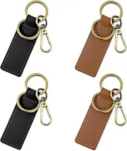 [Koceci] 4 PCS Leather Key Chains Leather Key Ring Car Key Chain Holder for Women and Men Brown, Black Keychain for Key Fob