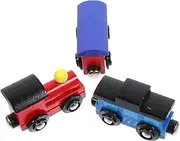 3pcs Train Toy Set Realistic Wooden Train Animal Cars Reusable Inertia Drive Learning Toy for Boys and Girls