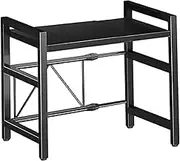 Microwave Stand Countertop 16.5-20" Stretchable 75kg Load Microwave Stand with 6 Hook 2-Tier Carbon Steel Oven Rack for Kitchen, Shelf