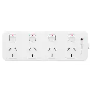 HPM 4 Outlet Surge-protected Switched Powerboard, White. D104PAWE