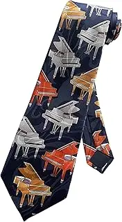 [Steven Harris] Mens Baby Grand Piano Keys Keyboard Pianist Necktie | Navy Blue | Neck Tie, Navy Blue