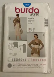 Burda 7349 Sewing Pattern Size 8-18 Skirt Jacket & Belt