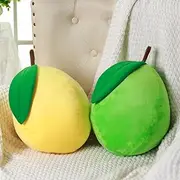 2 Pcs Decorative Lemon Plush Cute Fruit Throw Pillow Kawaii Yellow Lemon Hugging Plushies Gift Soft Novelty Green Plush Pillow Cushion Seat Decor for Home 13.8 Inch(Lemon)